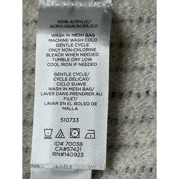 Loft Sweater Wrap Poncho Open Front Cream Knit Fringe One Size Lightweight - Picture 4 of 4